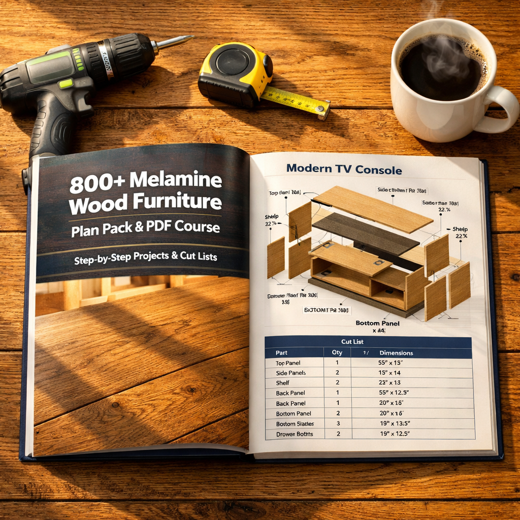 800+ Melamine Wood Furniture Plan Pack & PDF Course